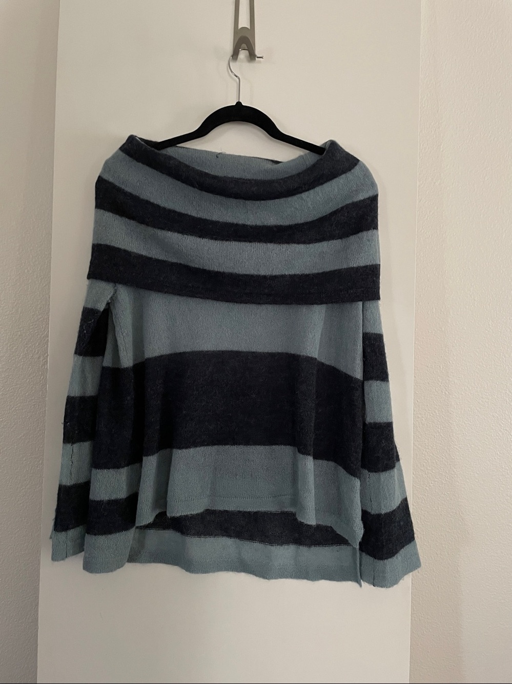 Urban Outfitters- London Alpaca Wool Cowl Turtleneck Sweater Striped Blue